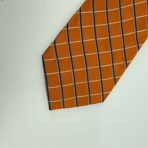 Izod Orange Windowpane 100% Silk Tie -